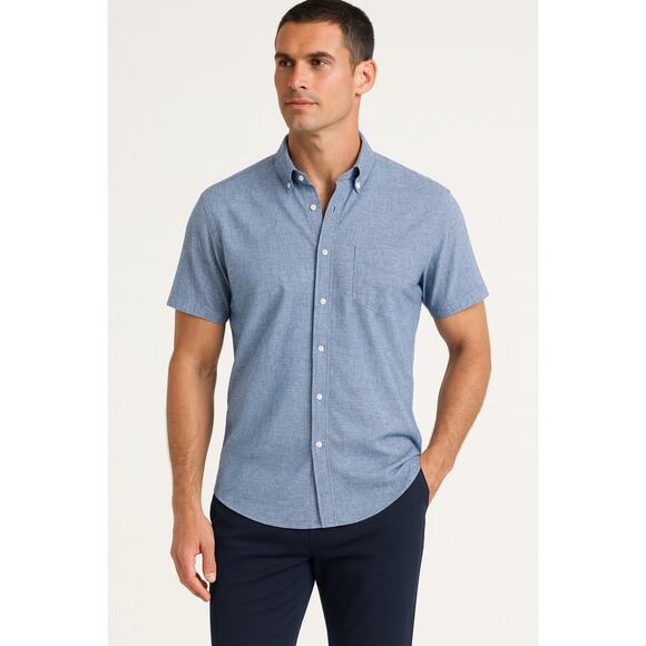 Bonobos Short Sleeve Button-Down Shirt – Blue Stripe – Size Medium - Picture 1 of 5